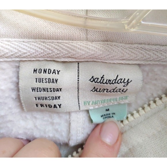 anthropologie saturday sunday Women's White Gray Hoodie Medium Cotton - Picture 2 of 7